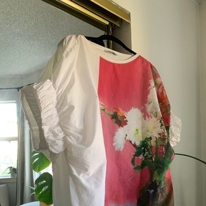 Zara graphic puff sleeve t-shirt (large)